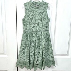 Us Angels Blush Green Sage Lace Kids Dress Size 8